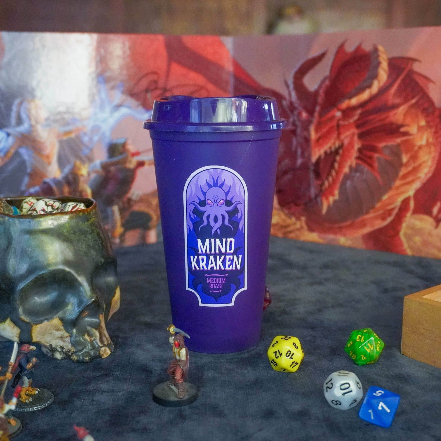 Coffee Cup Dice Tower – Roll with Caffeinated Style - Purple / Mind Kraken Medium Roast