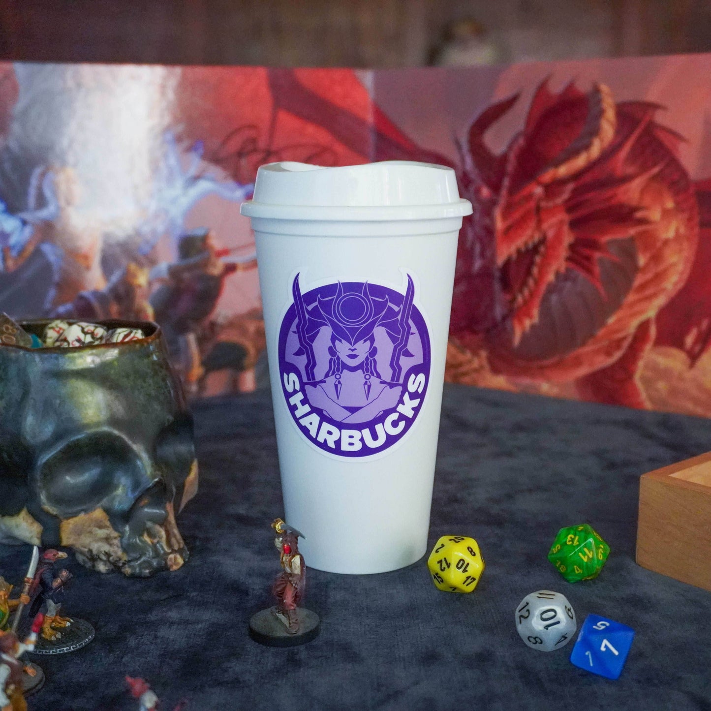 Coffee Cup Dice Tower – Roll with Caffeinated Style - White / Sharbucks