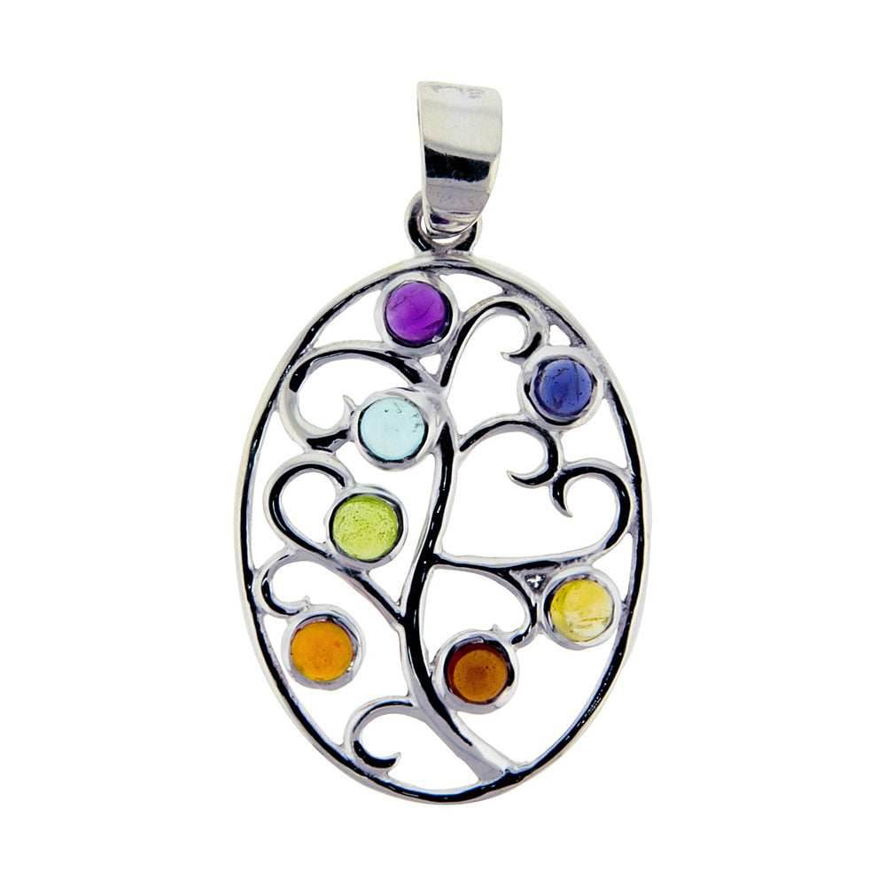 Curly Tree Chakra Earrings with Semi-Precious Stones - 