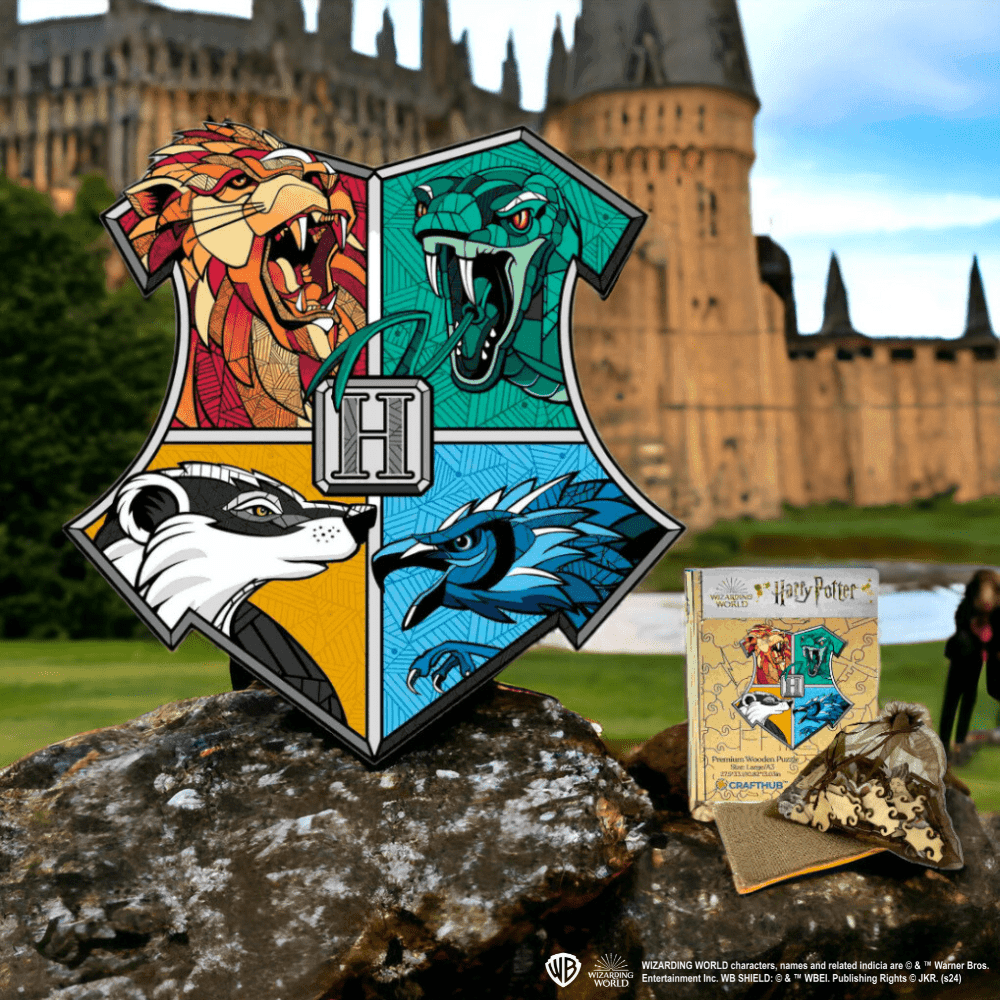 Harry Potter - Hogwarts House Prides Wooden Jigsaw Puzzle - A4 + Wooden Gift Box