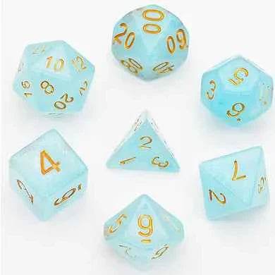 Cyan Silk Translucent Dice RPG Dice Set - 