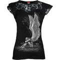 ENSLAVED ANGEL - Lace Layered Cap Sleeve Top Black
