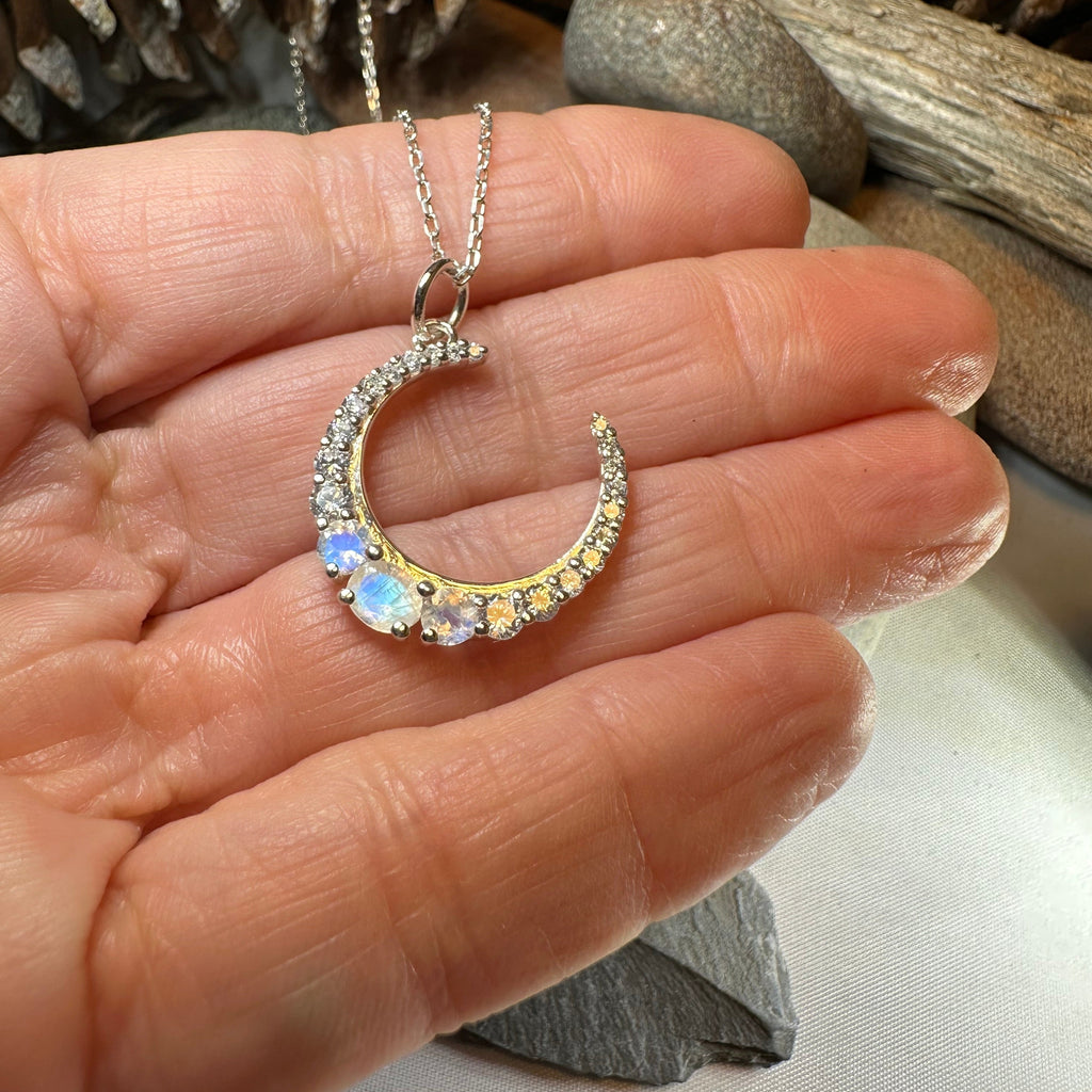 Moonstone Crescent Moon Necklace