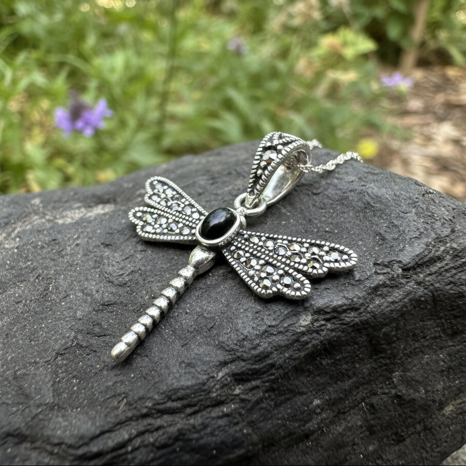 Triple Spiral Dragonfly Necklace