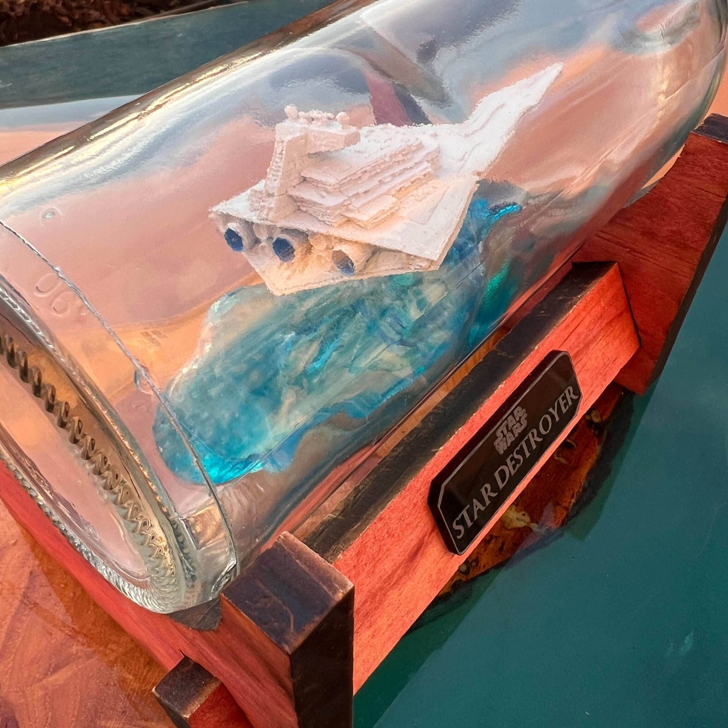 Star Wars Imperial Star Destroyer in a Wine Bottle - With Stand