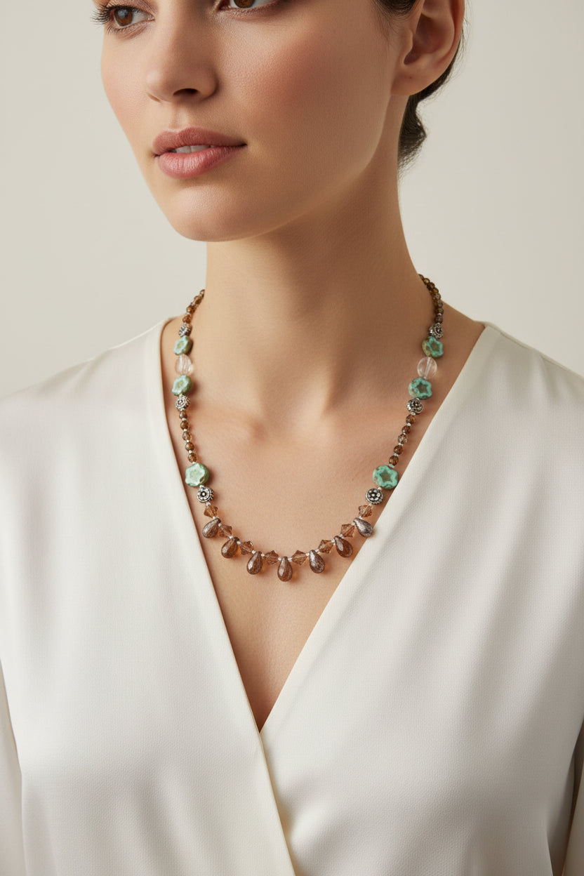Golden Lotus Crystal Necklace