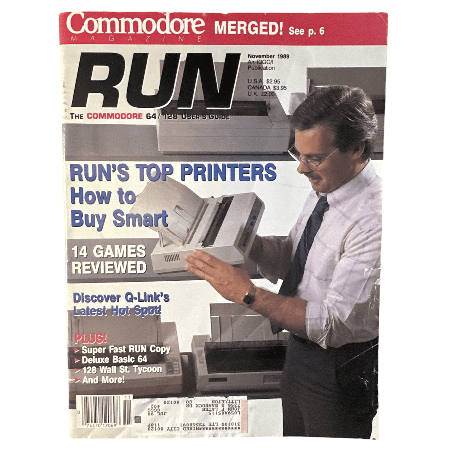 Commodore Run Magazine Various Back Issue(s) C64 C128 VIC-20 Commodore 64 Magazine - 1 Issue - November 1989