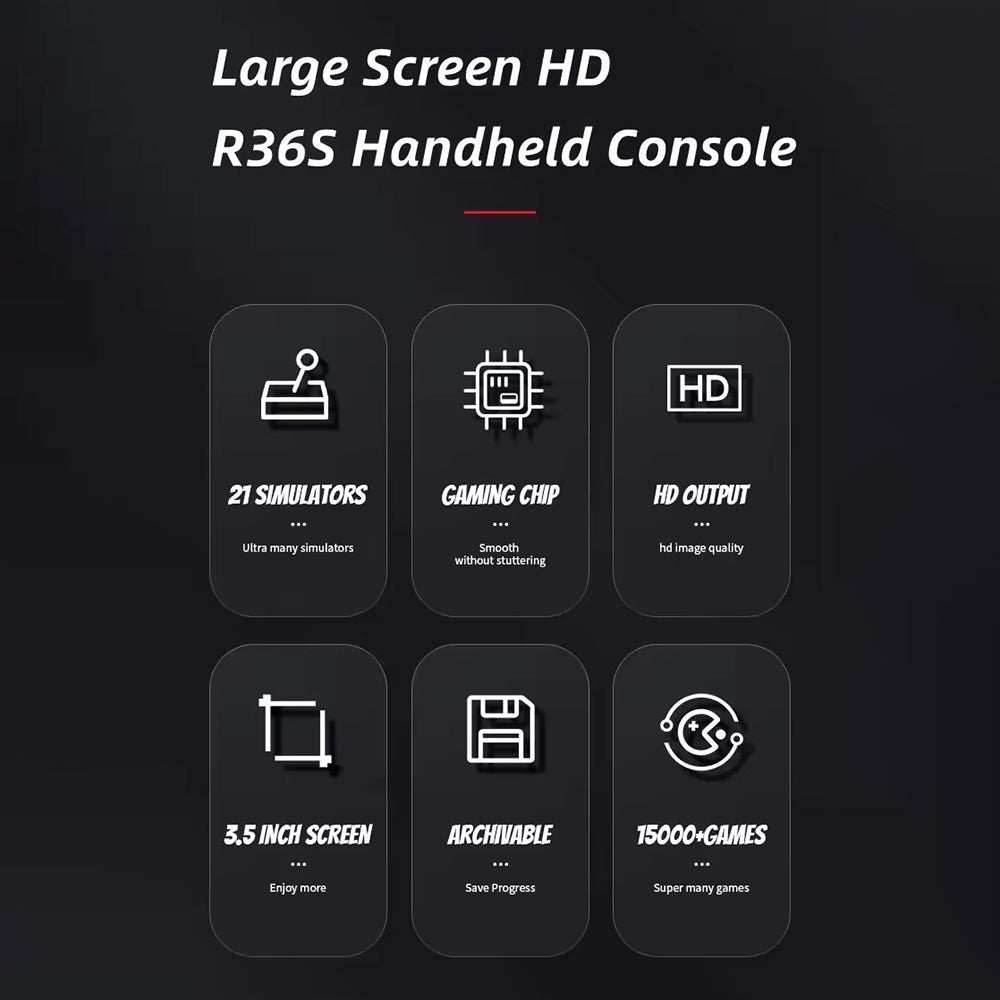 R36S Portable Handheld Retro Arcade Joystick All-in-One Open-Source Gaming Console - Purple / 64G