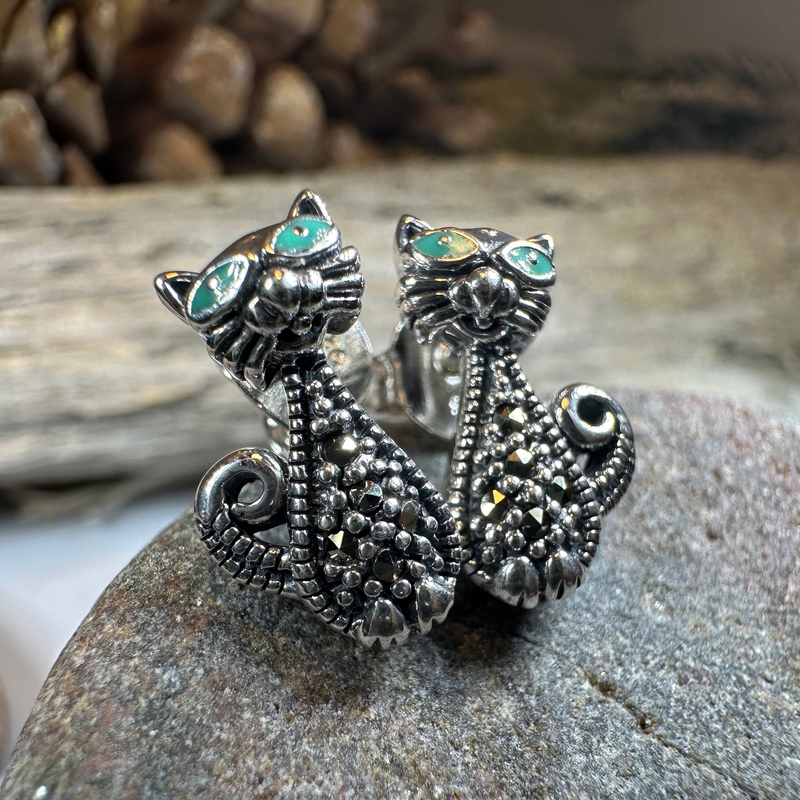 Curious Cat Stud Earrings