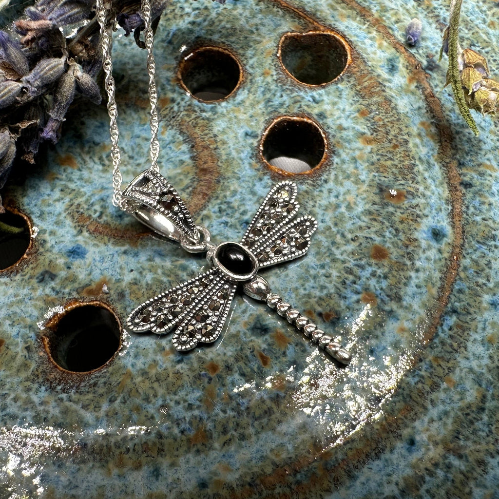 Triple Spiral Dragonfly Necklace