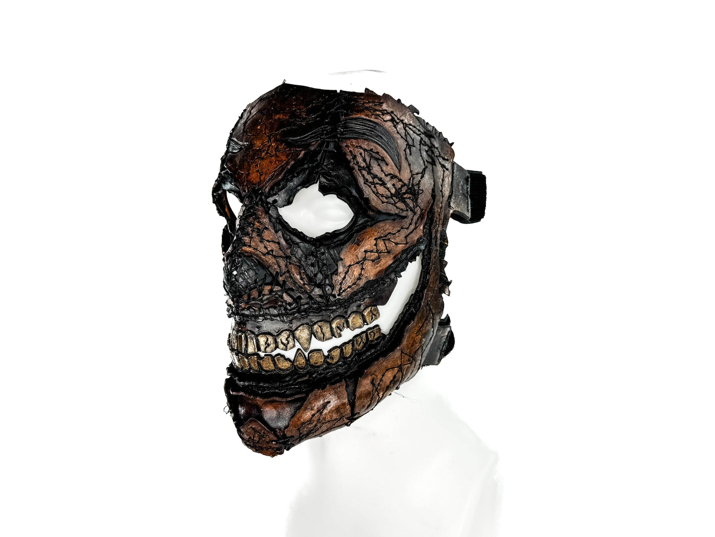 Genuine Leather Mask - GigaMyme Leatherface Edition - Handmade Mime Full Face Cover for Halloween, Performance or Cosplay Costume - 