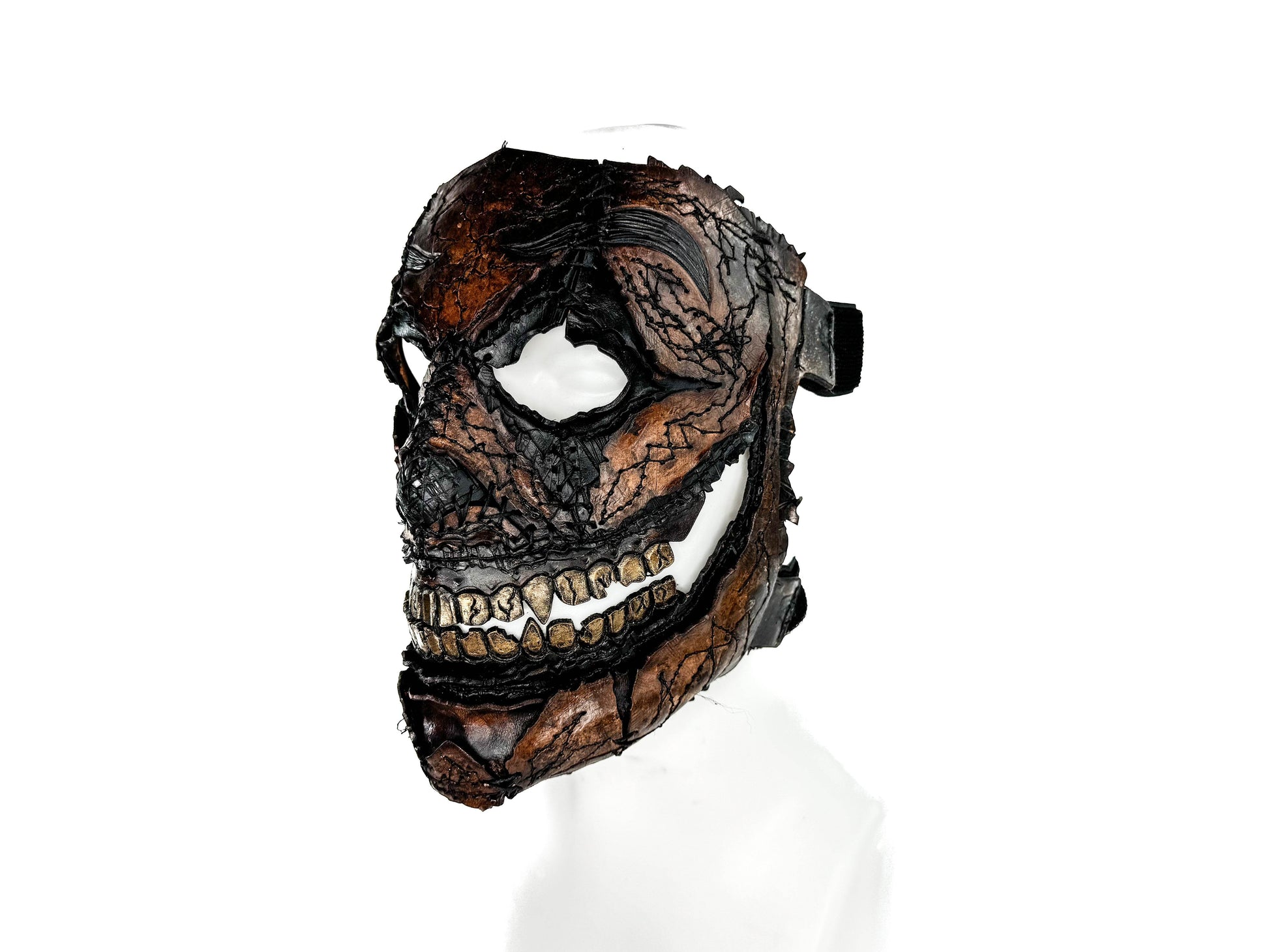 Genuine Leather Mask - GigaMyme Leatherface Edition - Handmade Mime Full Face Cover for Halloween, Performance or Cosplay Costume - 