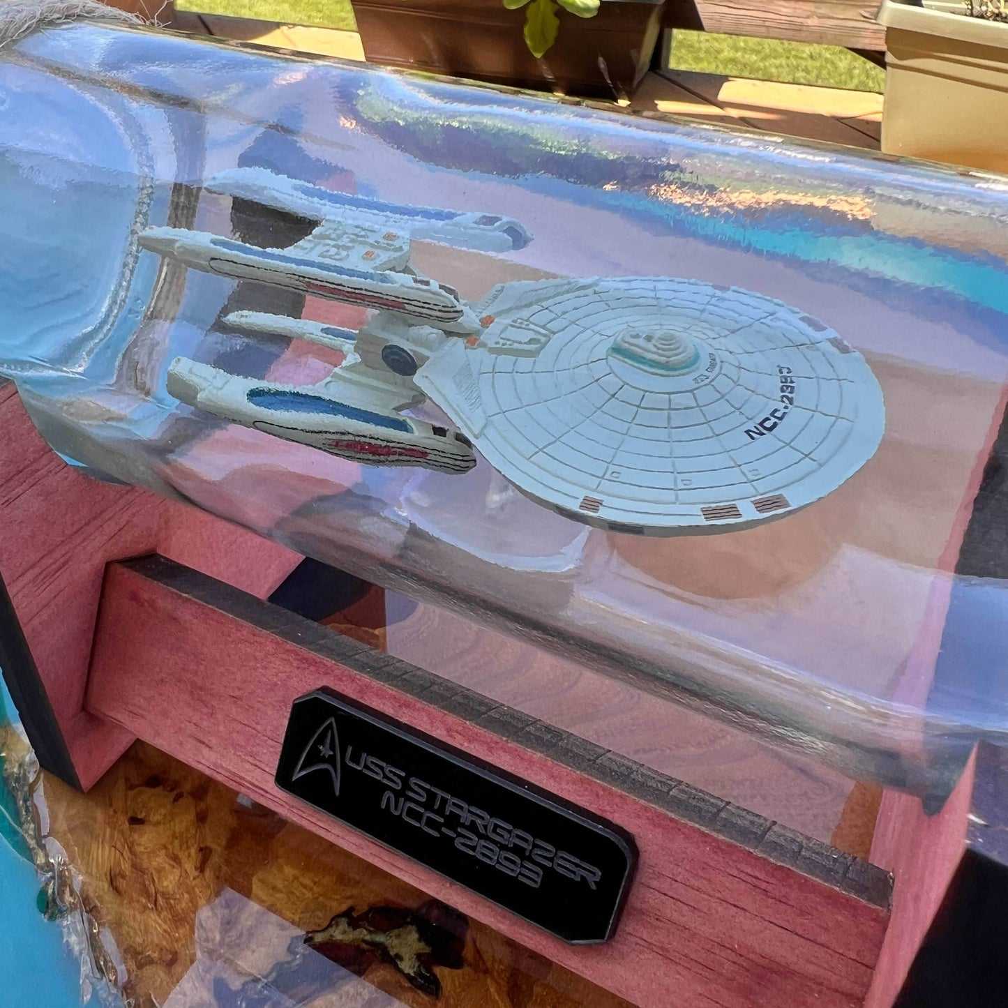 Star Trek USS Stargazer NCC-2893 in a Bottle - With Stand