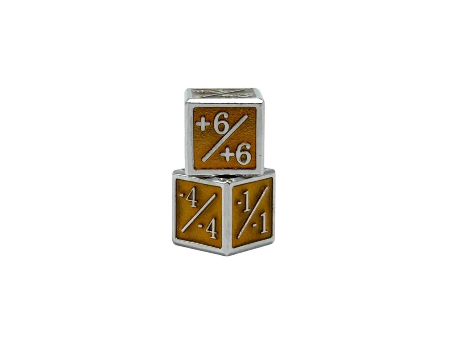 1/+1 & -1/-1 D6 Yellow Pack of 6 CCG Metal Dice - 
