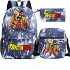Youth Dragon Ball Backpack Student Shoulder Bag Travel Bag 3-Piece Set