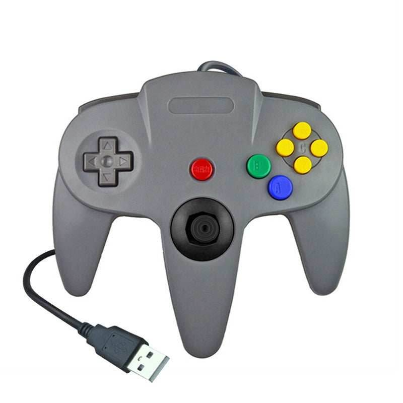 N64 USB wired game controller N64 appearance PC controller retro classic game console appearance controller - gray