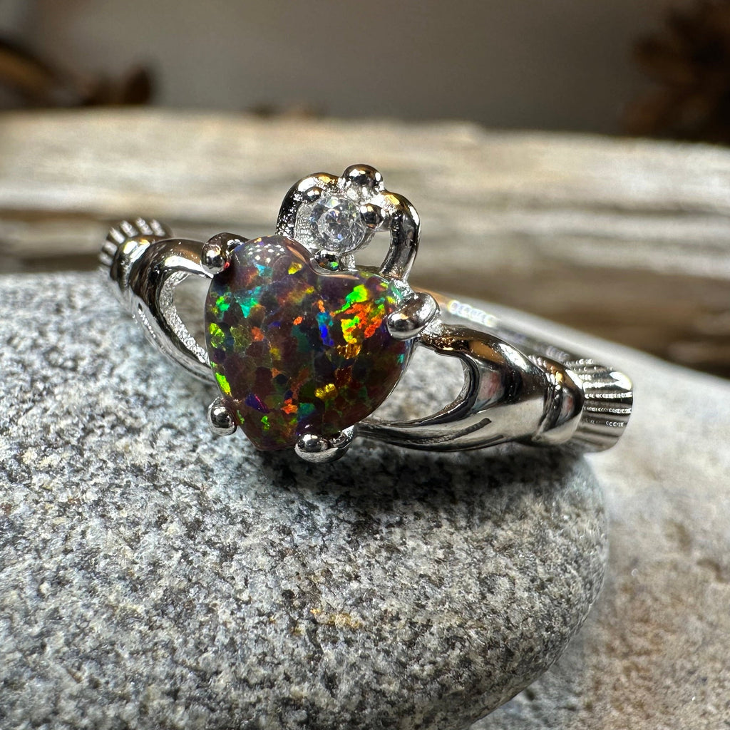 Black Opal Claddagh Ring