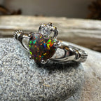 Black Opal Claddagh Ring