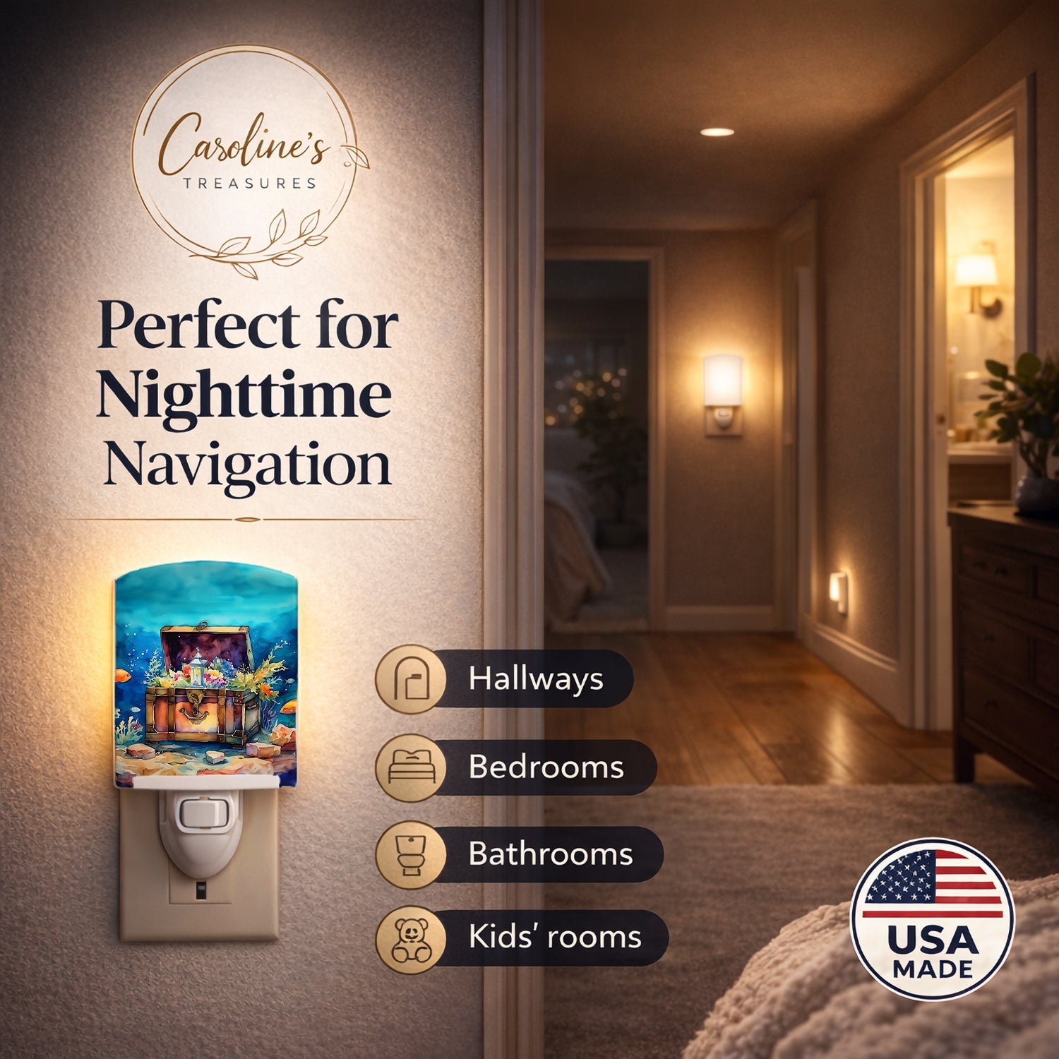 Treasure Chest Ceramic Night Light