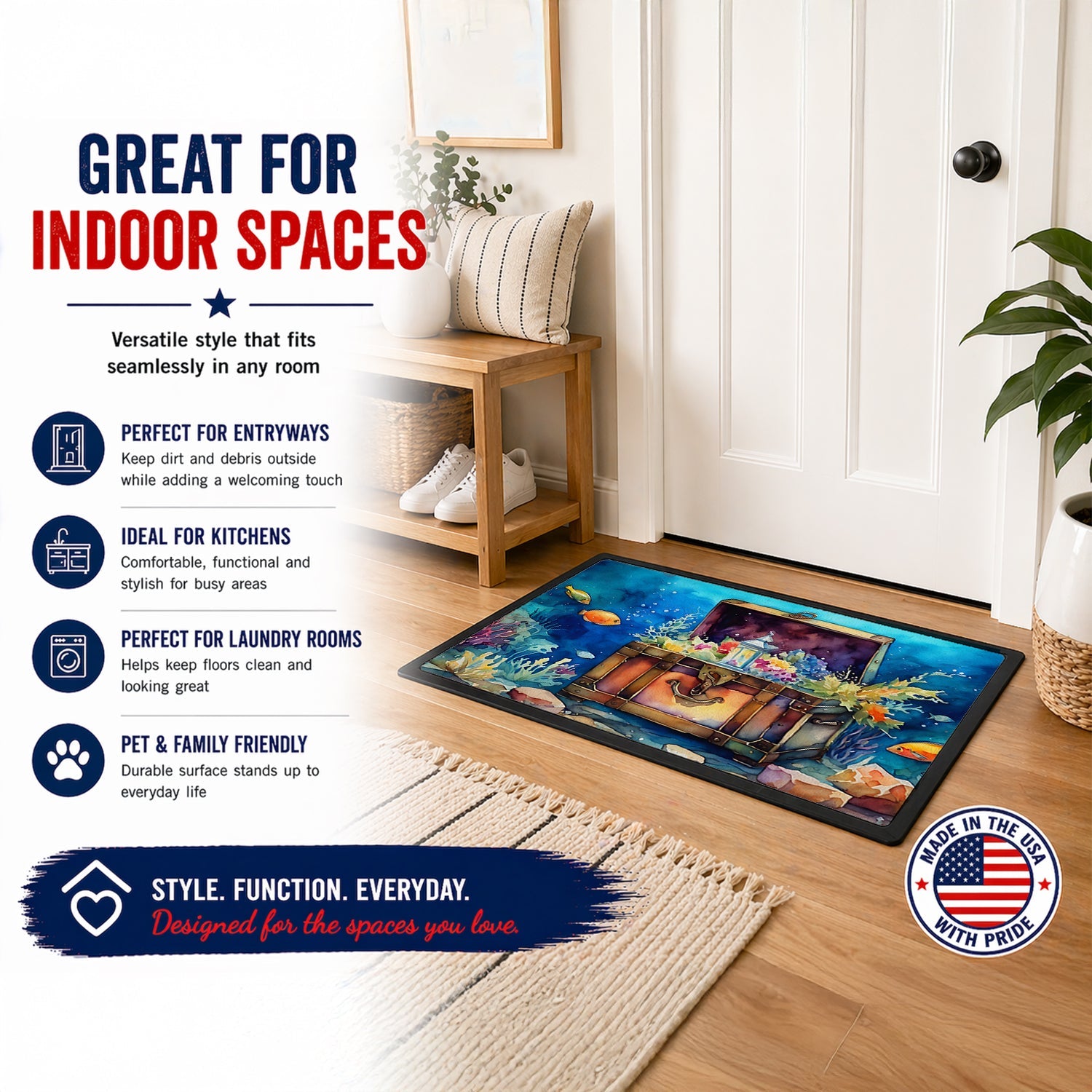 Under the sea Treasure Chest Doormat 18x27in