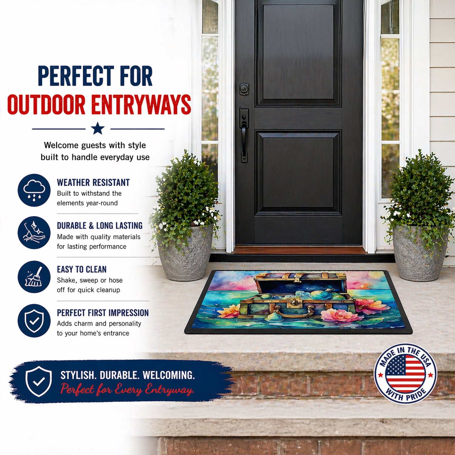 Old Treasure Chest Doormat 18x27in