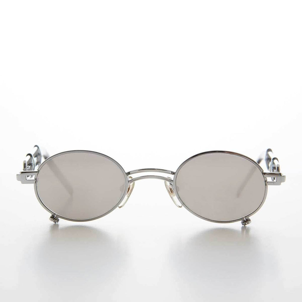 Small Oval Steampunk Vintage Sunglass - Darius - Gunmetal