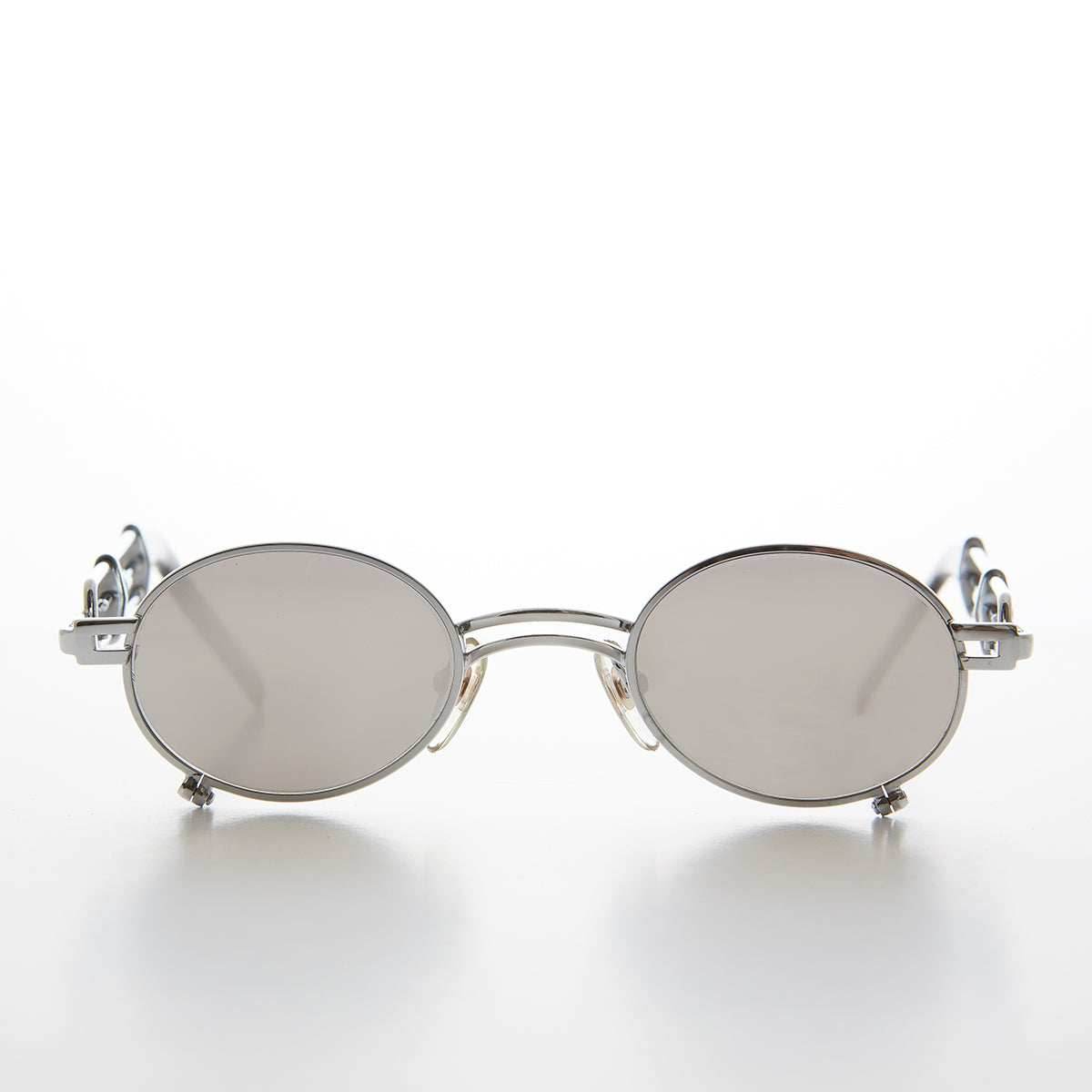Small Oval Steampunk Vintage Sunglass - Darius - Gunmetal