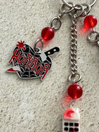 90s Slasher Bloody Phone & Knife Keychain - Retro Horror Movie Fan Bag Charm