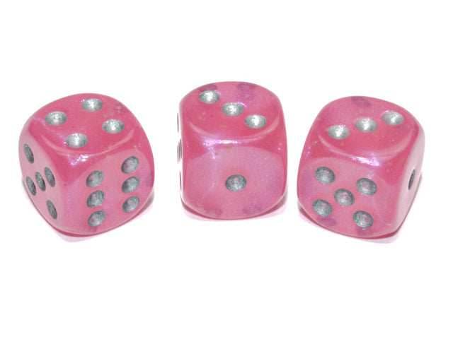 Borealis Pink/silver 7-Dice / 16mm / 12mm / 30mm Luminary - (1) 16mm Die