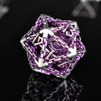 Beholder's Gates Hollow Metal Dice Set - Purple and Silver