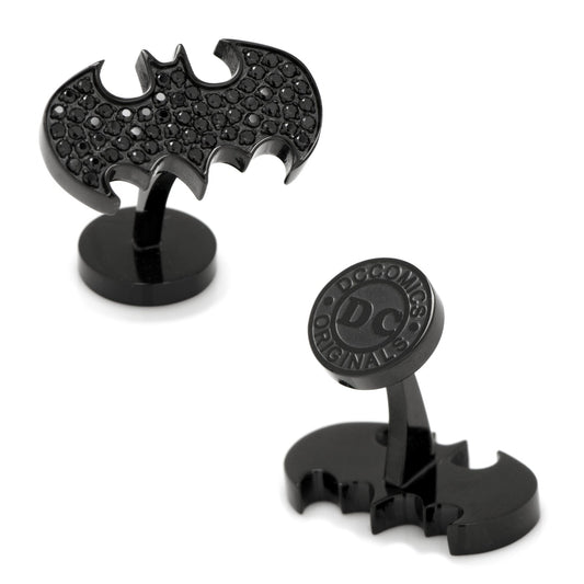 DC Batman Stainless Steel Black Pave Crystal Cufflinks