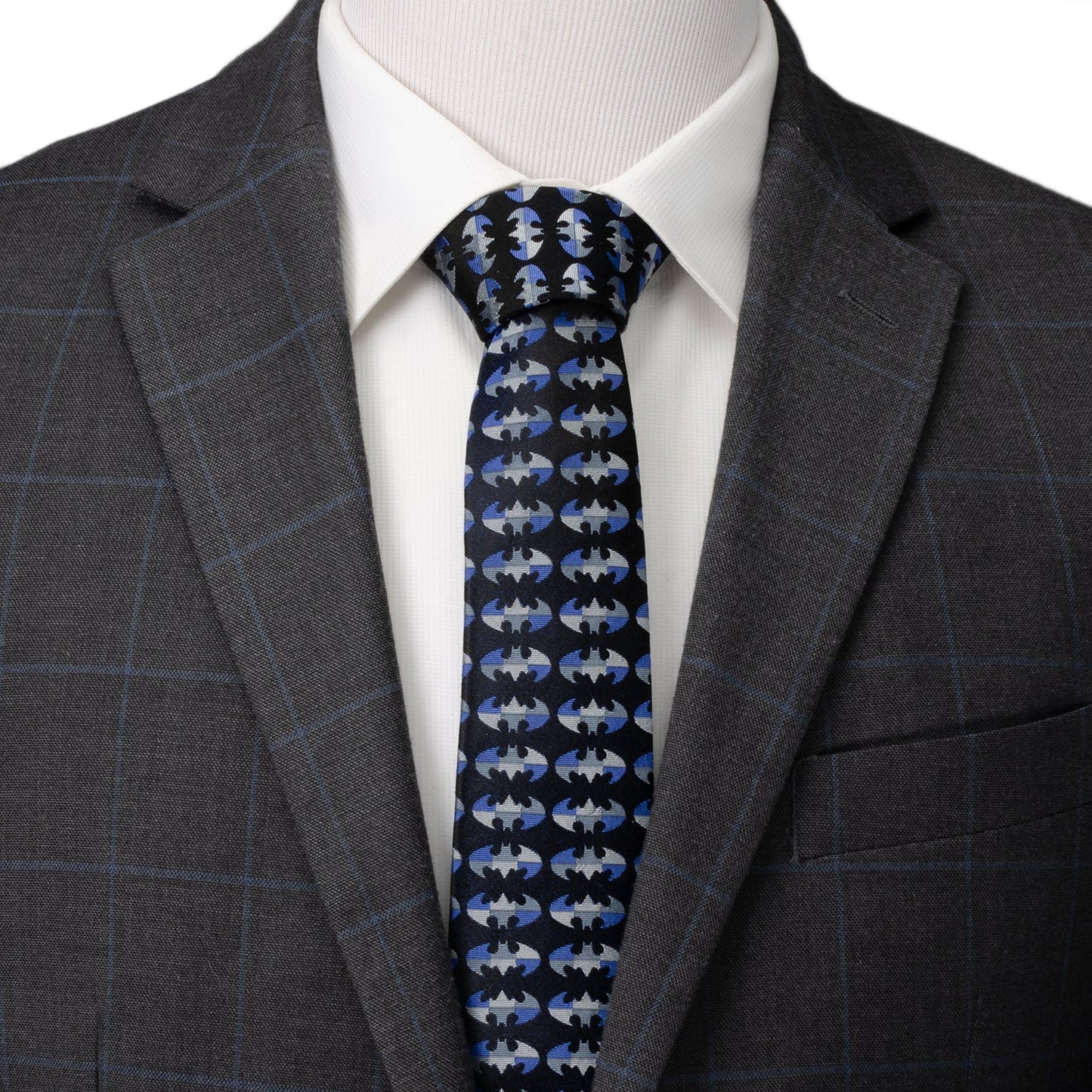 DC Batman Blue Blocked Black Men's Tie