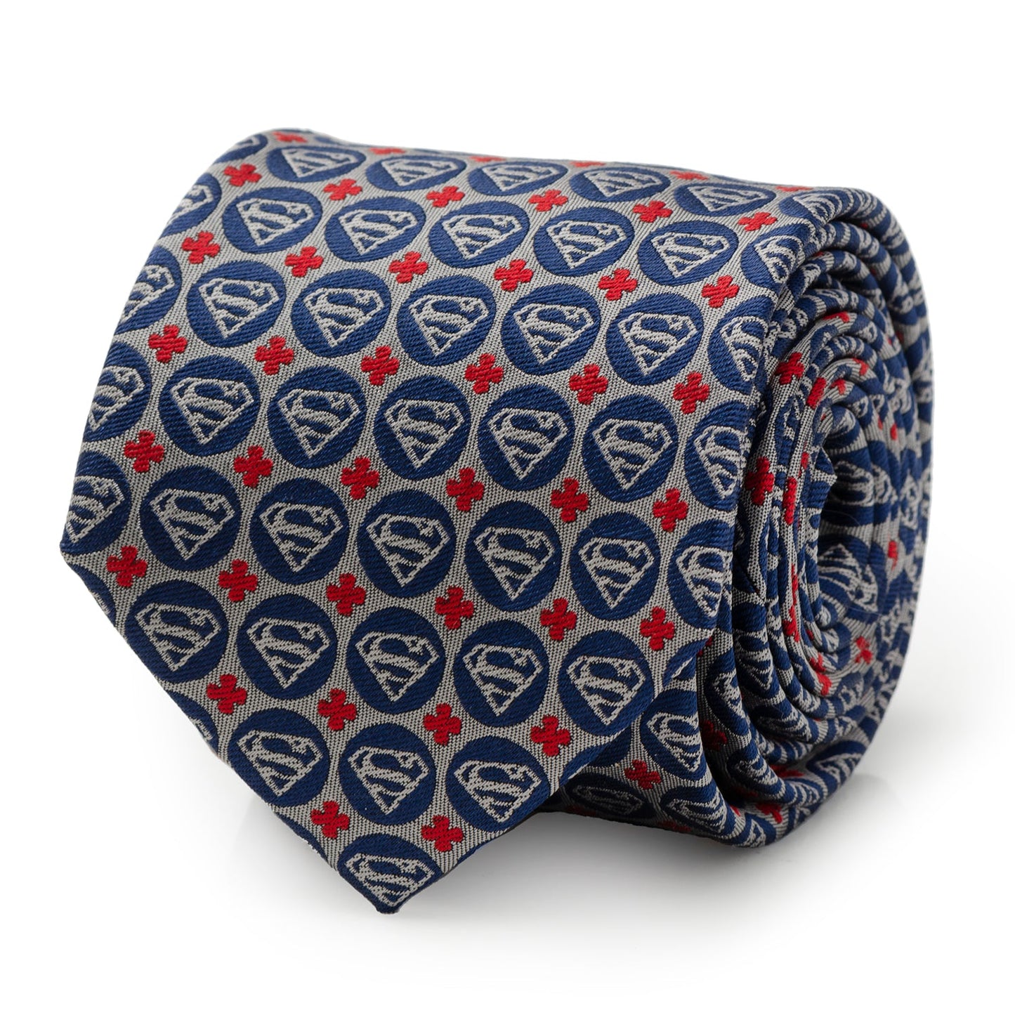 DC Superman Shield Motif Gray Men's Tie
