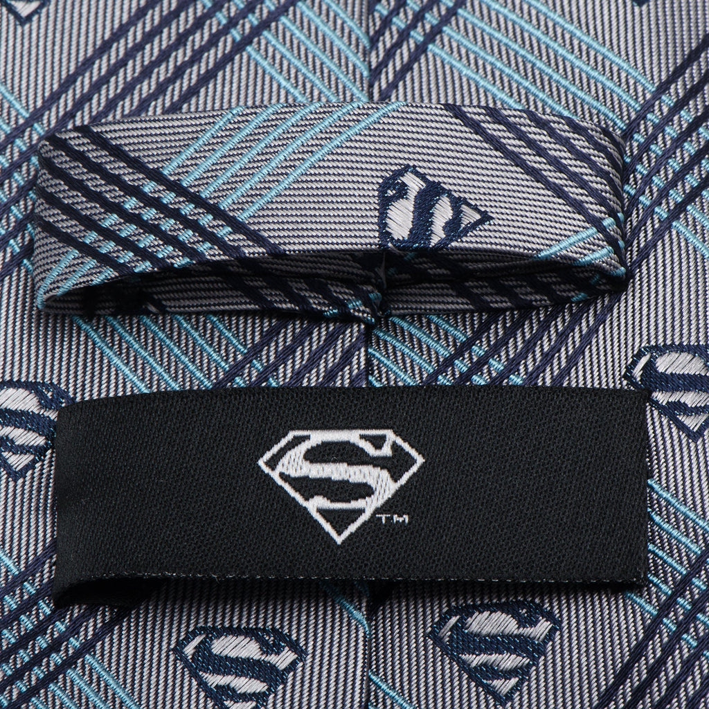 DC Superman Gray Plaid Tie