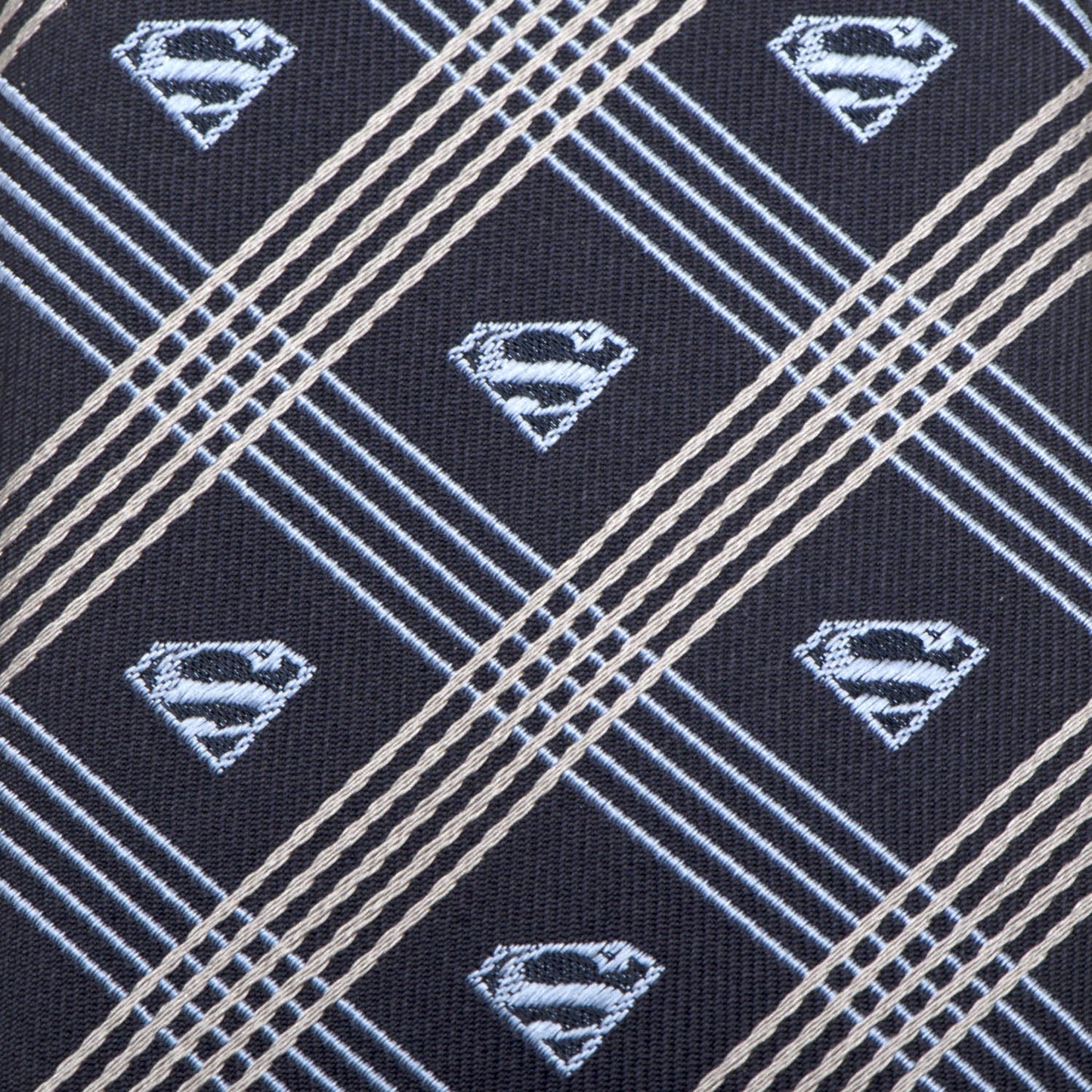 DC Superman Shield Navy Plaid Mens Tie