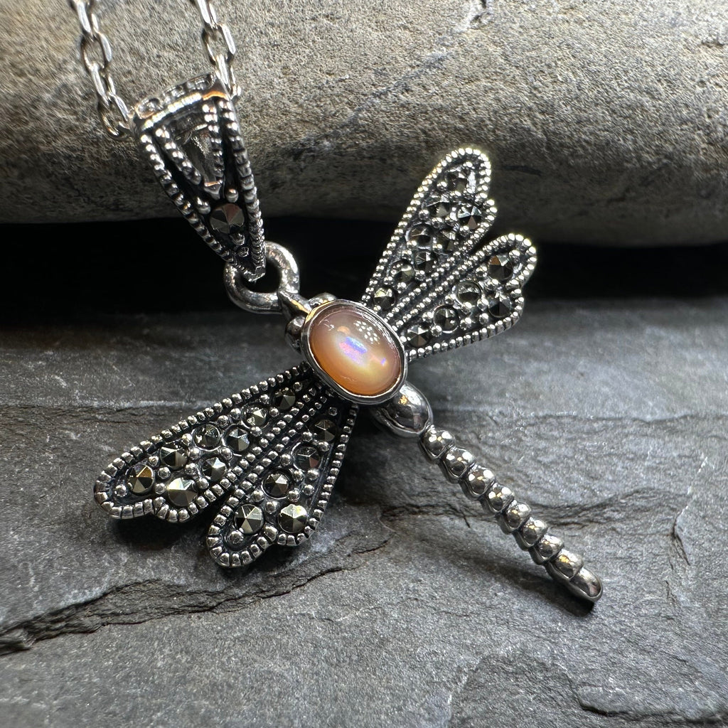 Triple Spiral Dragonfly Necklace