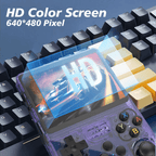 R36S Portable Handheld Retro Arcade Joystick All-in-One Open-Source Gaming Console - Purple / 64G