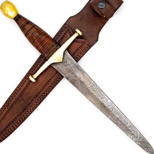 King of Thieves Full Tang Damascus Steel Arming Dagger Short Sword-0