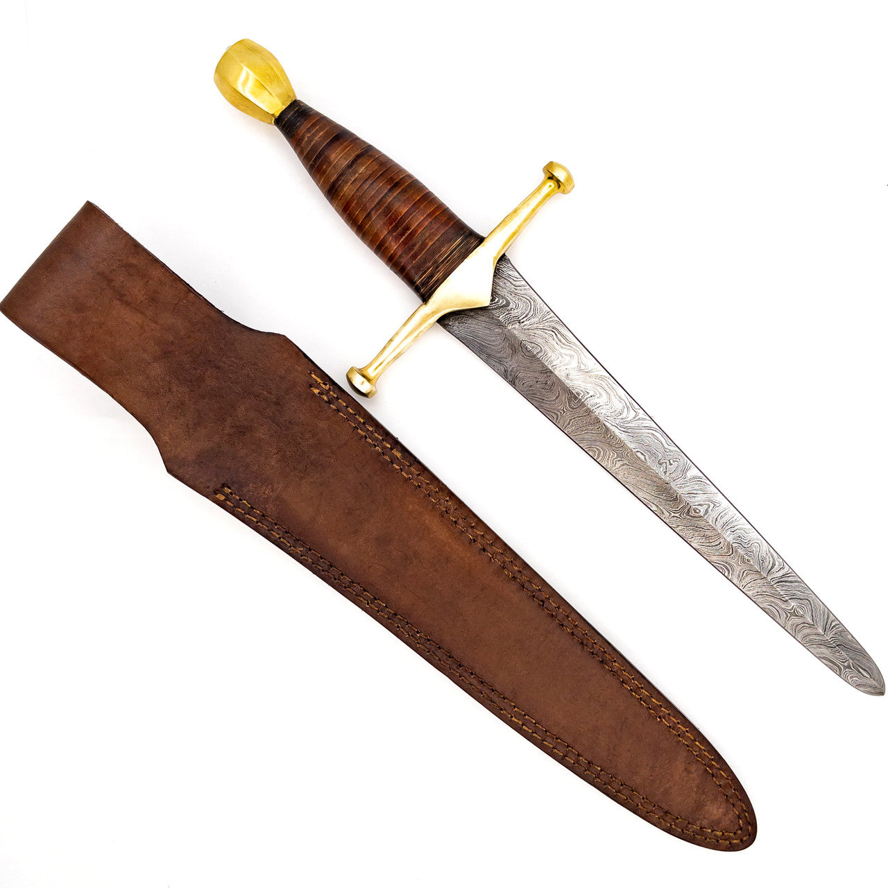 King of Thieves Full Tang Damascus Steel Arming Dagger Short Sword-3