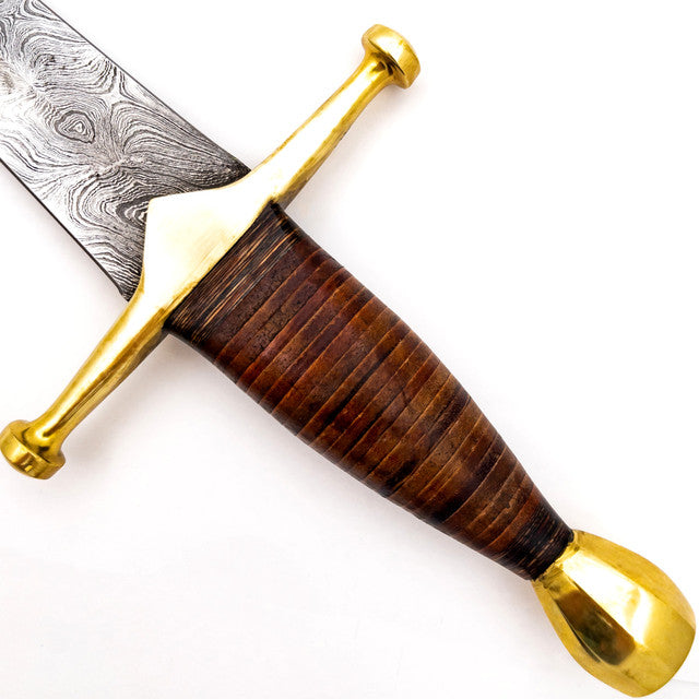 King of Thieves Full Tang Damascus Steel Arming Dagger Short Sword-4