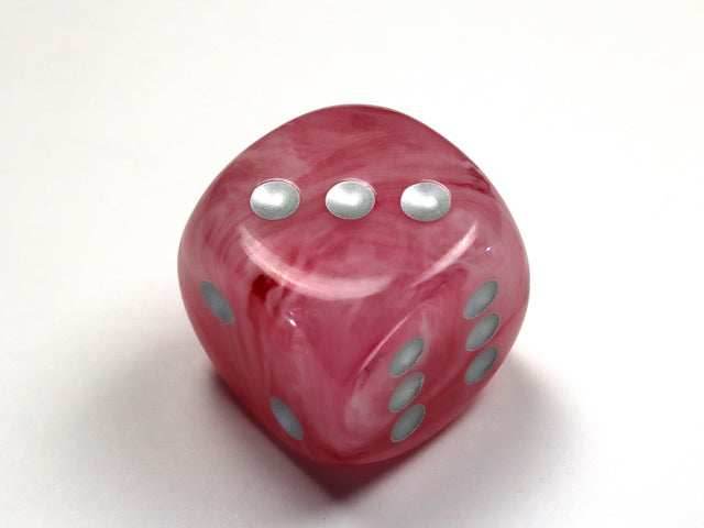 Ghostly Glow™ 30mm w/pips Pink/silver d6 Dice (sold per die) - 