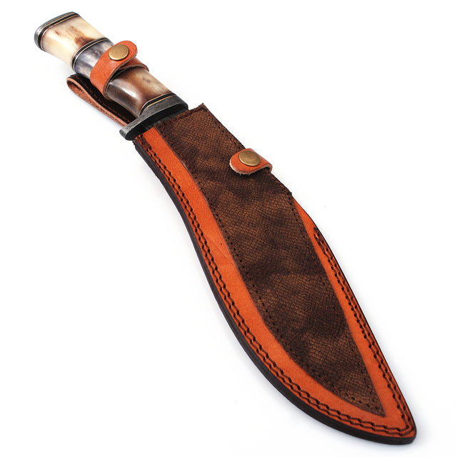 Righteous Victory Damascus Steel Kukri Sawback Machete Hunting Knife With Sheath-4