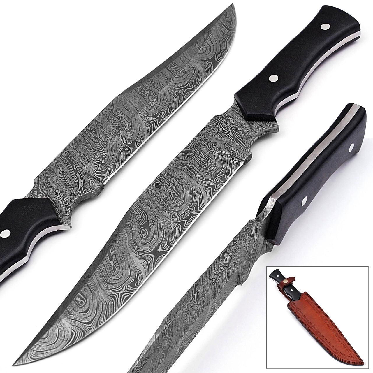 Blood & Ink Damascus Steel Outdoor Bowie Hunting Knife-0