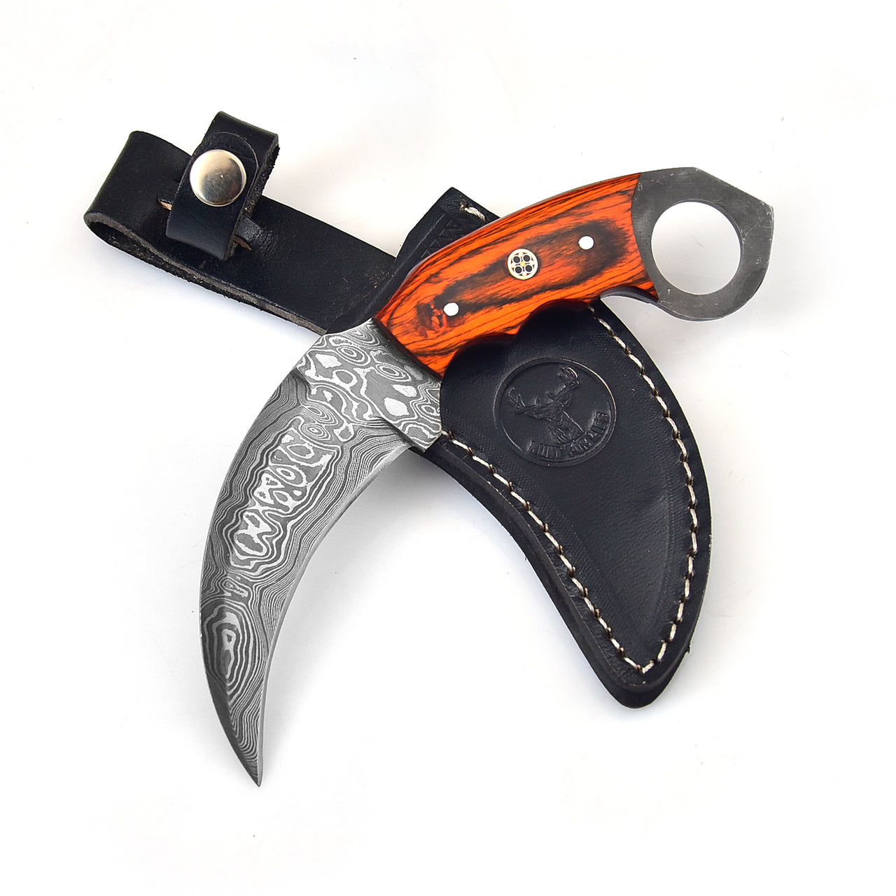 Wild Fixation Fixed Blade Damascus Karambit Knife-0