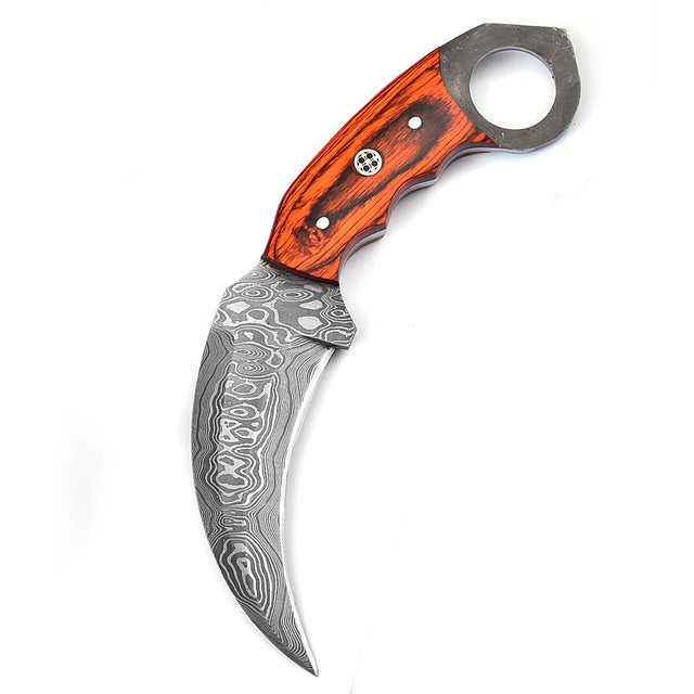 Wild Fixation Fixed Blade Damascus Karambit Knife-2