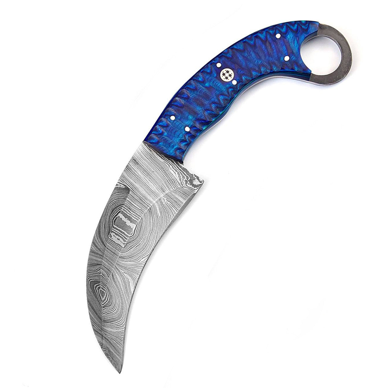 Azure Monster Fixed Blade Damascus Karambit Knife-1