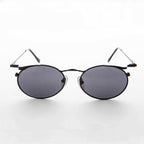 Oval Punk Grunge Steampunk Vintage Sunglass - Dieselgoth - Black / Gray Lens