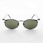 Oval Punk Grunge Steampunk Vintage Sunglass - Dieselgoth - Black / Green Lens