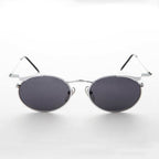 Oval Punk Grunge Steampunk Vintage Sunglass - Dieselgoth - Silver / Gray Lens