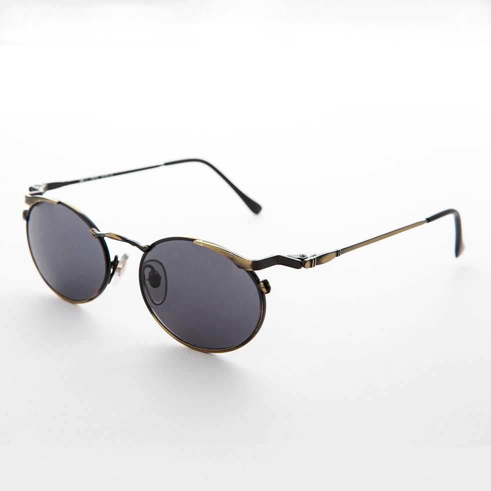 Oval Punk Grunge Steampunk Vintage Sunglass - Dieselgoth - Copper / Gray Lens